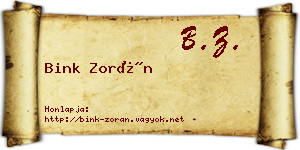 Bink Zorán névjegykártya